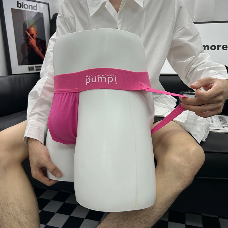 4Pcs Mixed Colors Men Sexy Thong Low Waist Men's Breathable Underwear Hip-lifting Cotton Jockstrap Sissy Underpants