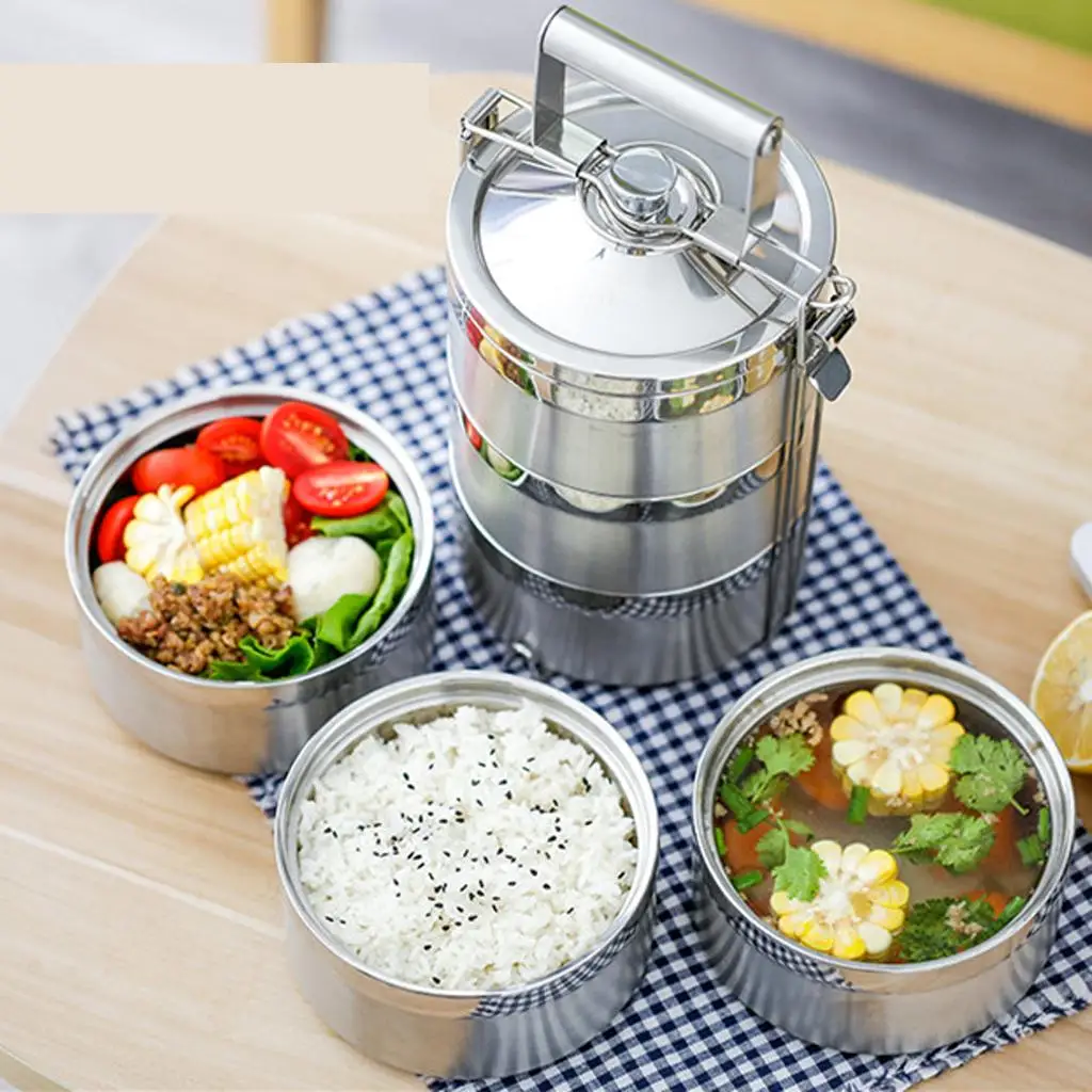 Bento Lunch Box Stainless Steel Material Lunch Box with Compartments for Picnic