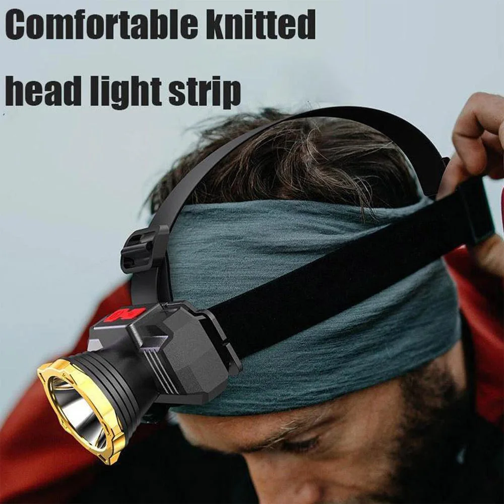 High Power LED Headlamp USB Rechargeable Headlight Outdoor Waterproof LED Head Flashlight Emergency Headlight Work Light