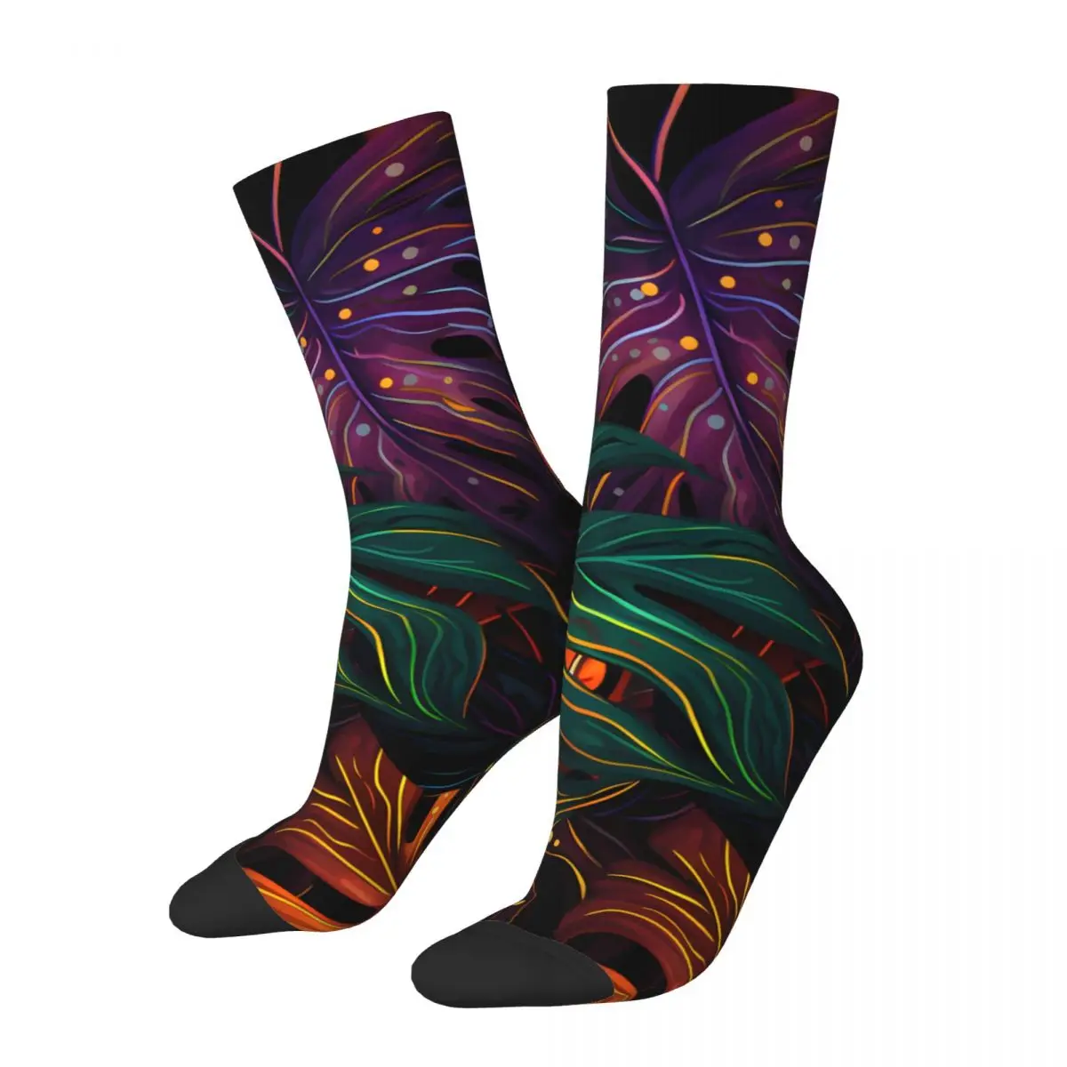 Crazy compression Tropical Leaves Abstract Pattern Sock for Men Harajuku Seamless Pattern Crew Sock Casual