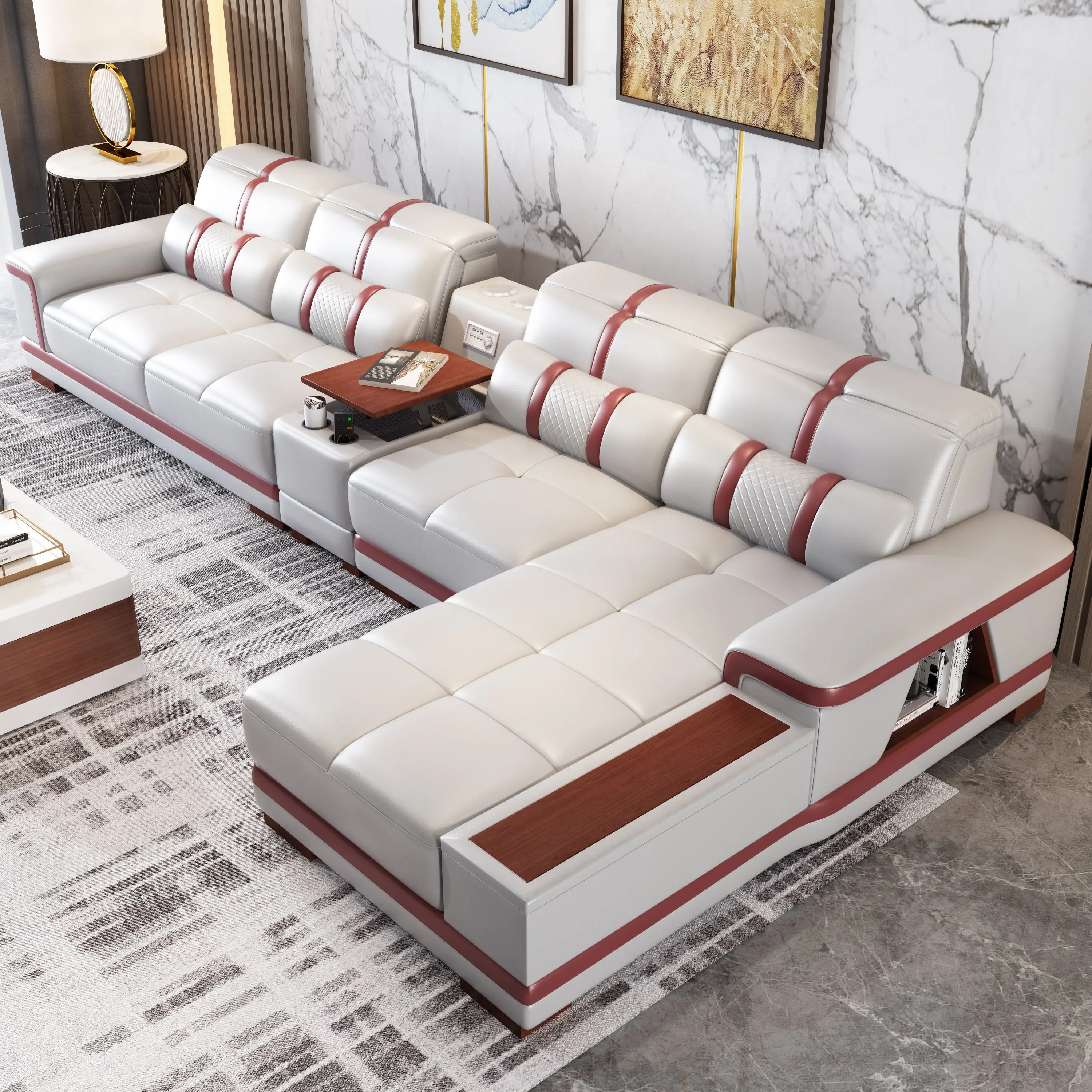 Stylish Design Multiple Seating Options Modern Living Spaces Luxury Comfortable Tufted Bouclé Fabric Modular Sofa Set