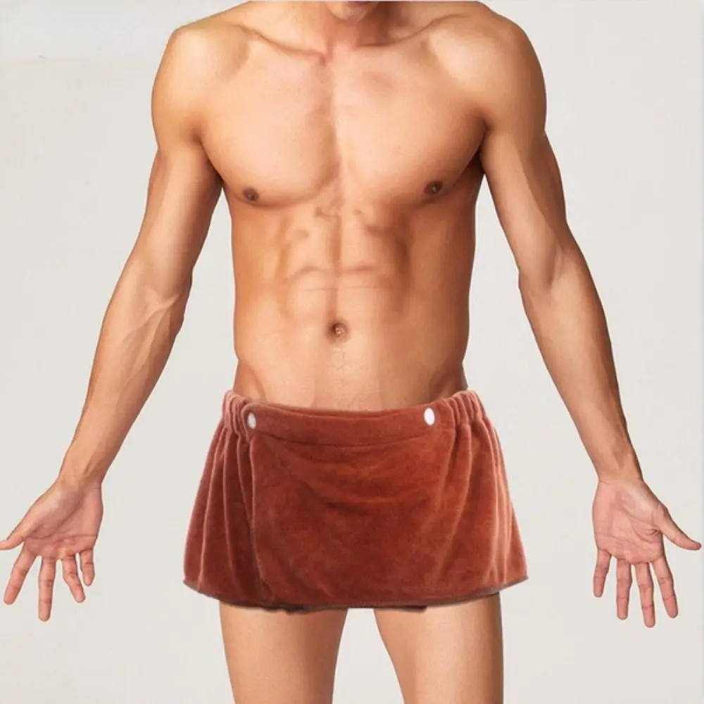Pyjama mit Seitenschlitz, sexy Herren-Shorts, kurze Badehose, tragbarer, weicher Mikrofaser-Bademantel für Herren – Detail 10