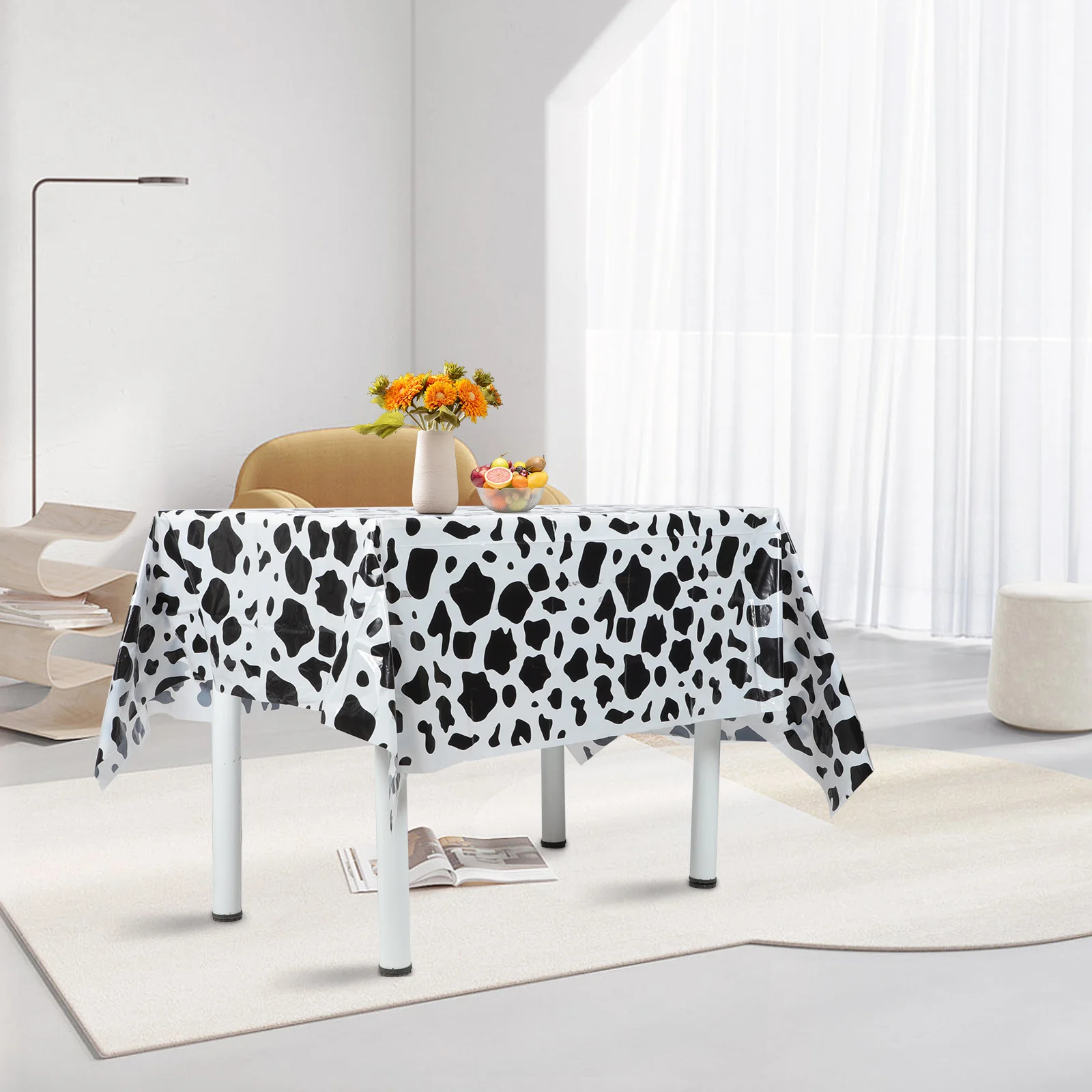 

2Pcs Cow Print Tablecloth Decorative Fabric Table Cover Dining Table Home Party Farmhouse Cover Tablecloth Elegant Tablecloths