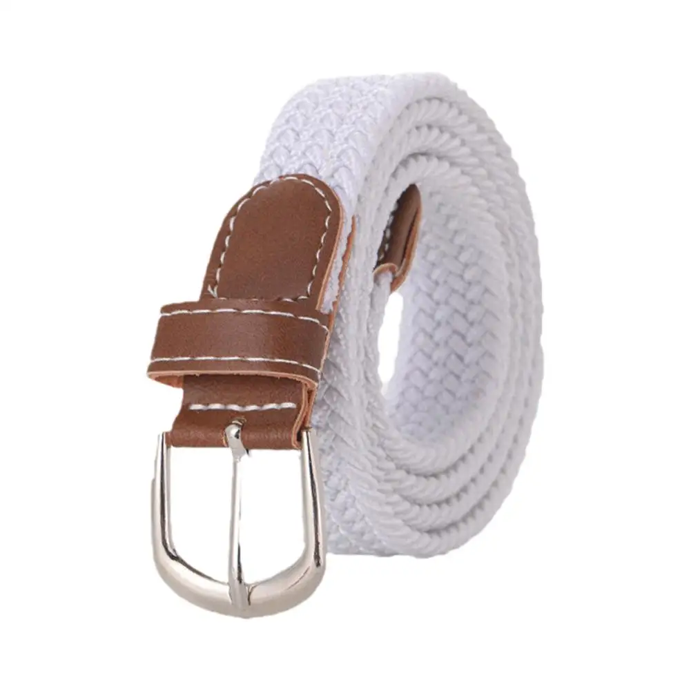 120-130cm Casual Knitted Pin Buckle Men Belt Woven Canvas Elastic Expandable Braided Stretch Belts For Women Jeans Female B K7I5