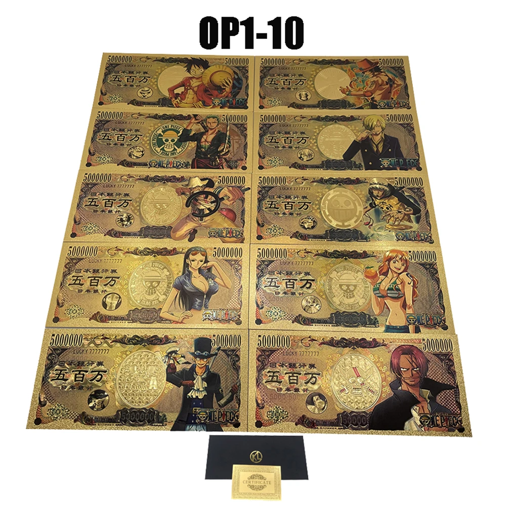 

Японский мультфильм аниме One Piece в виде Луффи, памятные банкноты, золотые банкноты, карты, детские игрушки, коллекция подарков на день рождения