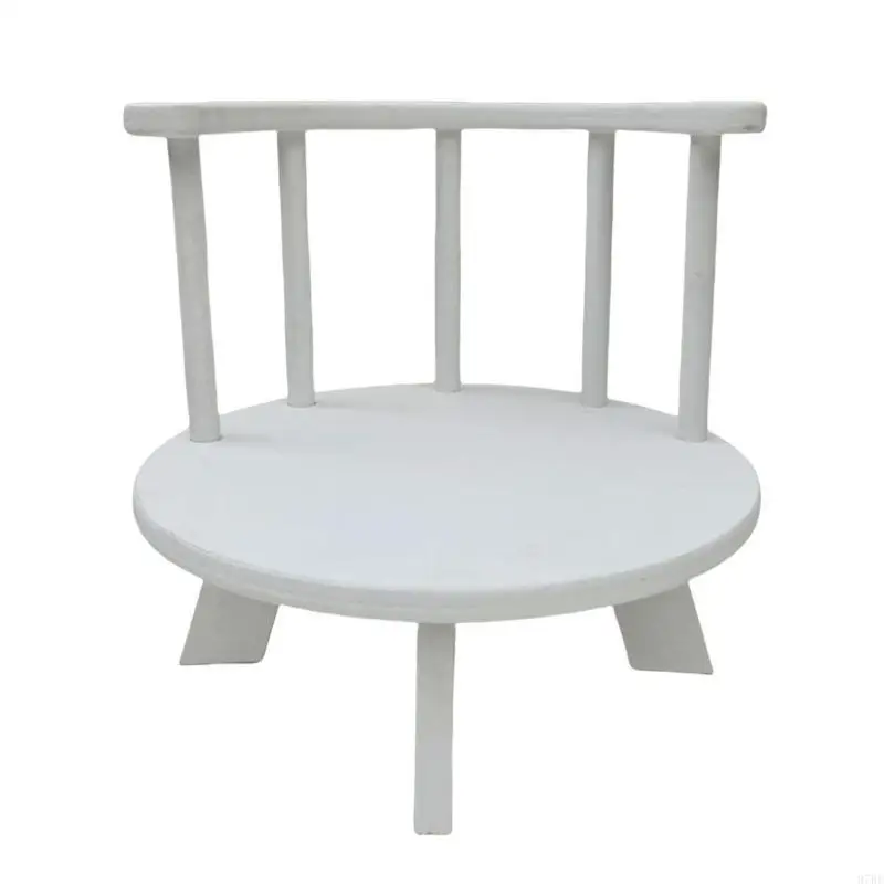 97BE Infant Photoshoots Wooden Stool Sofa Photo Props White Small Chair Props