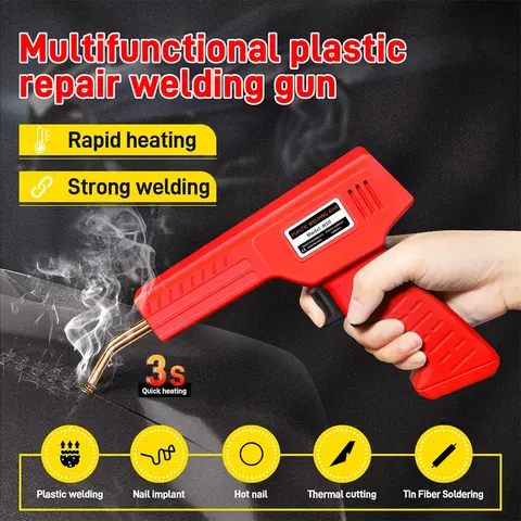 NUEVO Soldador de Plástico de 50W, Pistola de Clavos Caliente con 200/400/800 Clavos, Kit de Reparación de Parachoques de Coche, Herramienta para Grietas, Clavadora de Garaje, Máquina de Soldadura de PVC