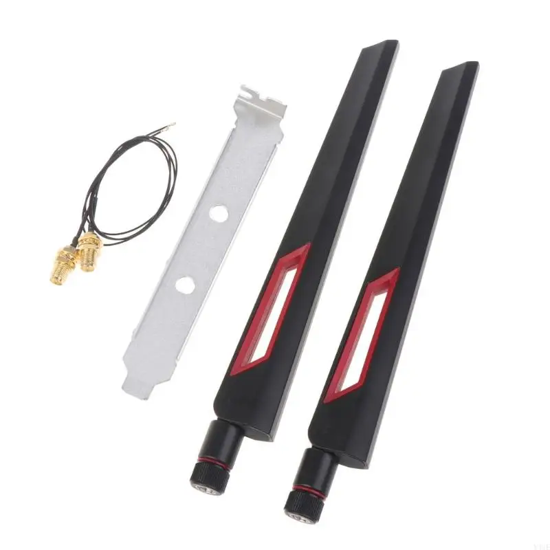 Y4UE 2x10Dbi Dual Band 2.4G/5GHz for M.2 IPEX MHF4 20cm Cable to RP-SMA Pigtail Antenna Set For Intel AX210 AX200 9260 NGFF