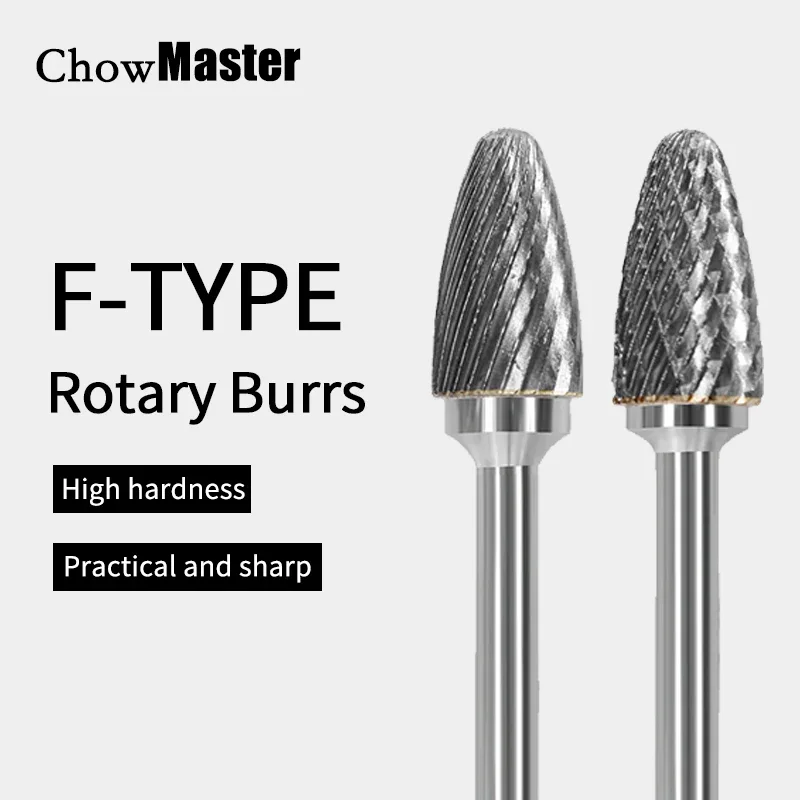 Chowmaster F FX Carbide Rotary Burr Single Slot Double Groove 6mm Shank Tungsten Steel Rotary File Deburring for Metal