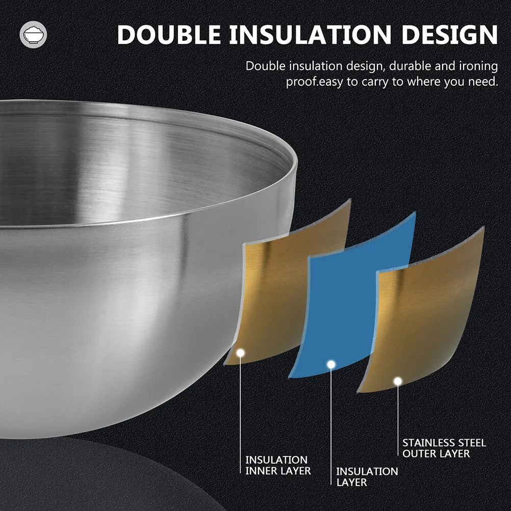 

2pcs 15cm Silver Salad Bowls Stainless Steel Kitchen Tableware Fruit Storage Bowl Noodle Rice Food Container Multi Purpose