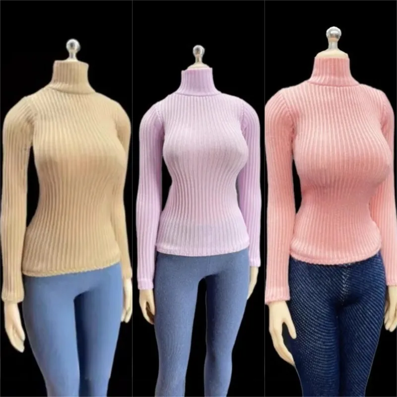 

CJG-047 1/6 Scale Female Soldier Pure Color Long Sleeves Elastic Knit Shirt Sweater Clothes Model for 12" Toys Figures