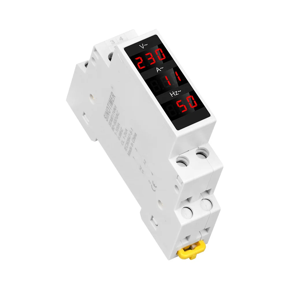 

SDM011VAH Single-Phase Modular Current Meter 80-500V 1-100A 0-99Hz Voltage Current Frequency Meter Din Rail LED Digital Display