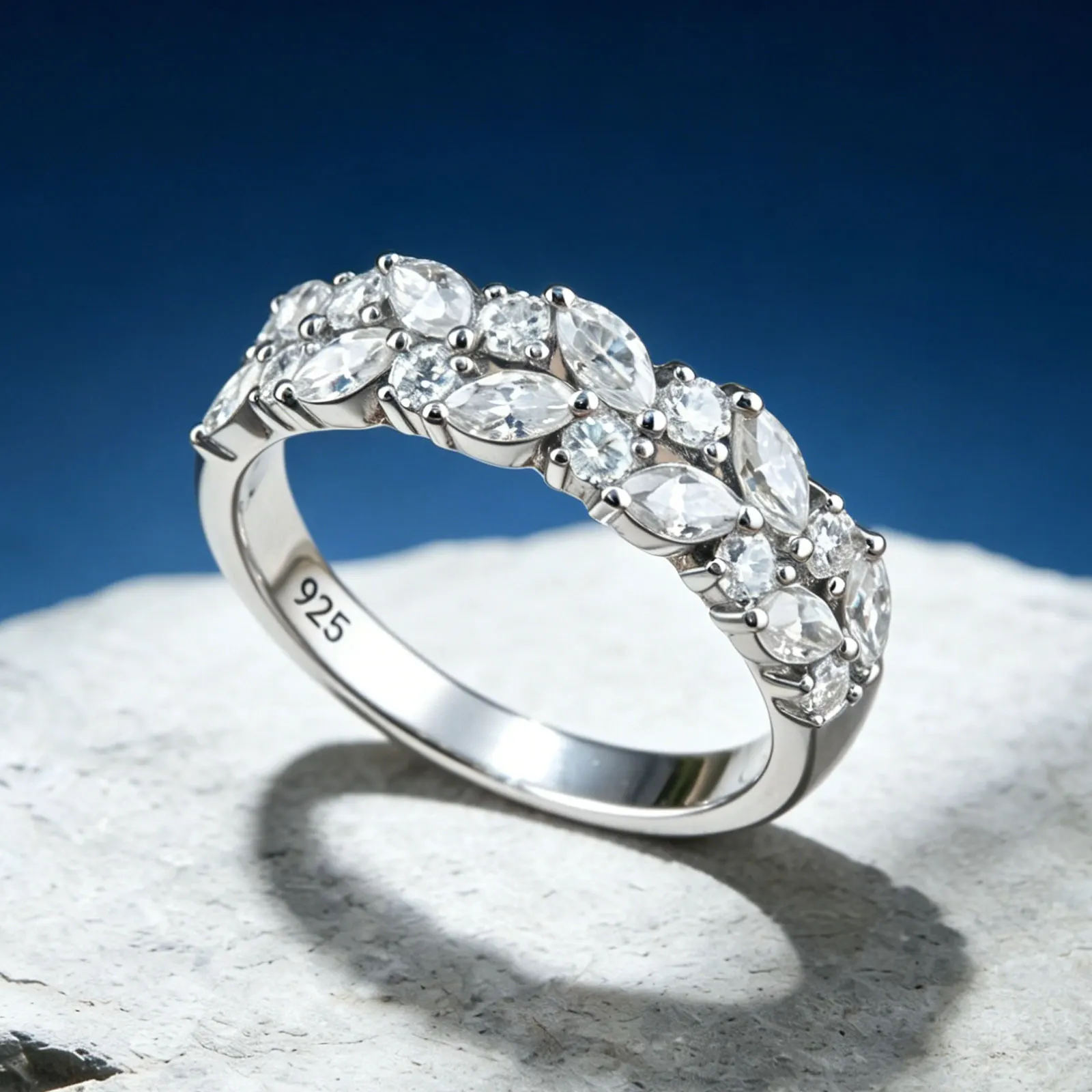 Newshe D Color VVS1 Moissanite Rings for Women 925 Sterling Silver Wedding Bands Marquise Eternity Stackable Promise Ring