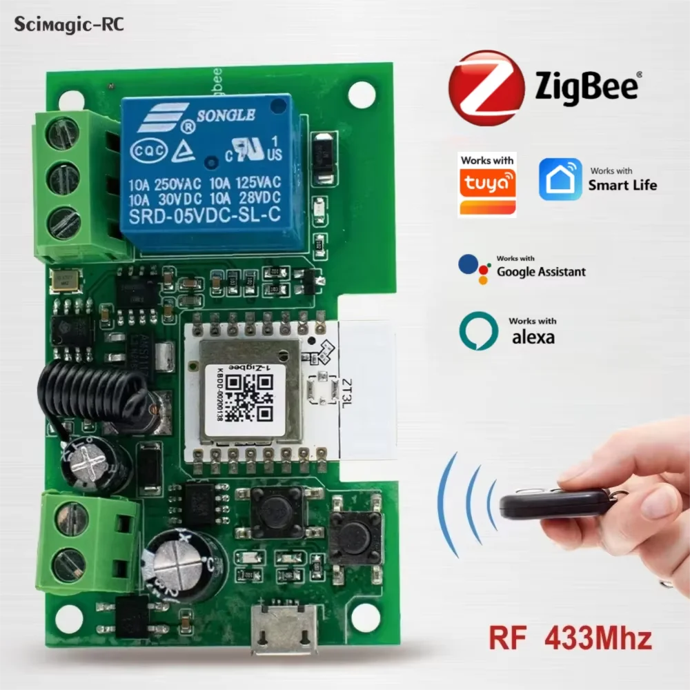 

ZIGBEE 3.0 Smart Garage Door Opener AC DC7-32V 85-250V Remote Control Wireless Switch Relay Works with Tuya Smartlife Alexa