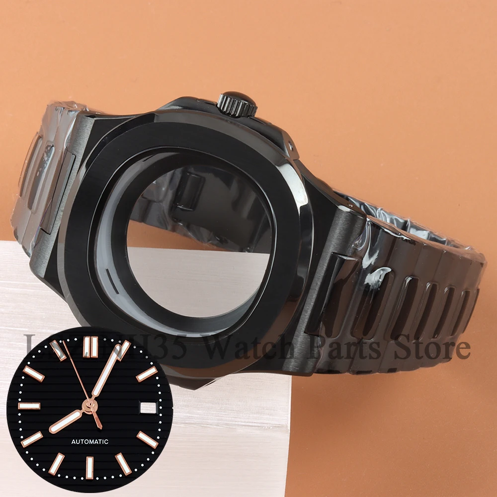 

Black/Rose gold Square 40MM Watch Case Solid Stainless Steel For Modified Nautilus NH35 NH36 NH38 Movement 29.8mm Dial Part