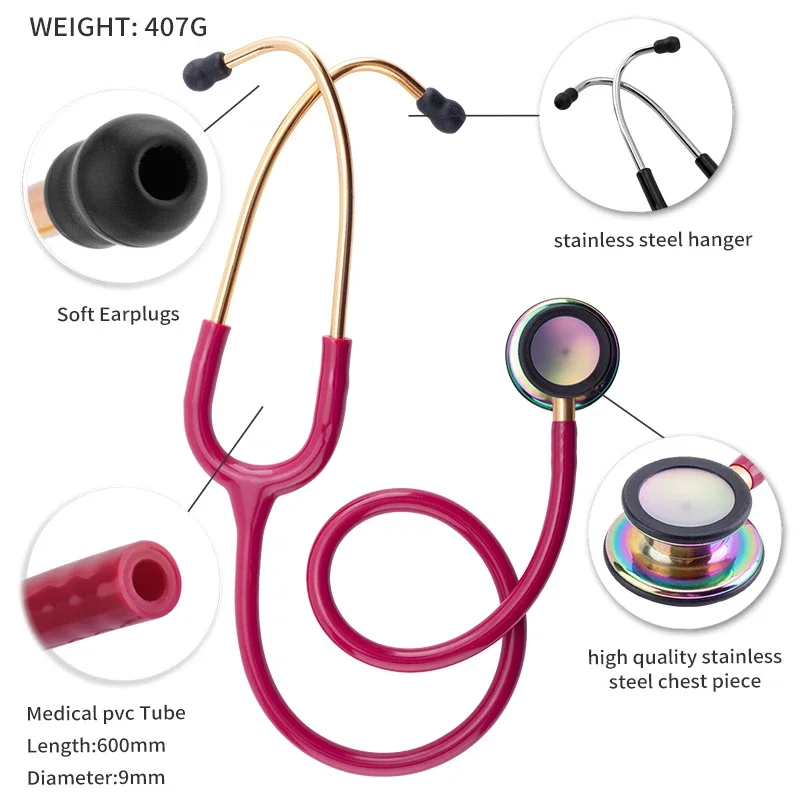 Portable Professional Cardiology Stethoscope Double Sided Stethoscope Medical Equipment Nurse Doctor Stethoscope Equipo Medico