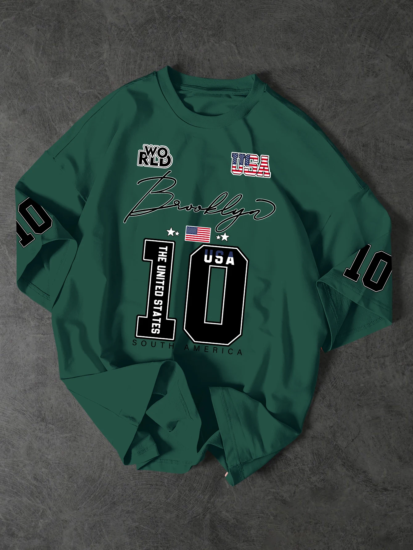 USA Brooklyn Style 10 Print Oversized T Shirt Men's Streetwear Vintage Jersey Tee image 4