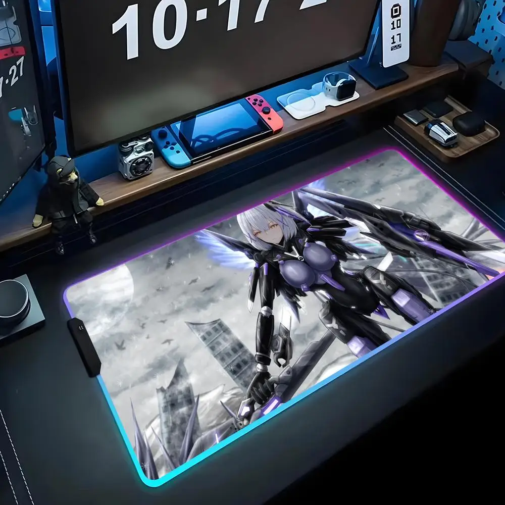 

punishing gray raven Mouse Pad RGB Gaming Mousepad Big LED Pad PC Desk Mat Luminous Mouse Pad Large Keyboard Mats Table Rug With