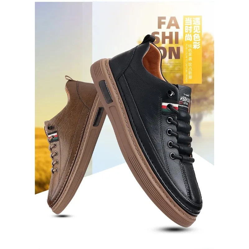 

Brand Men's Casual New Leather Shoes for Men Non-slip Sports Shoes Fashion Comfortable Sneakers Male Flat Slip-on Casual Shoes