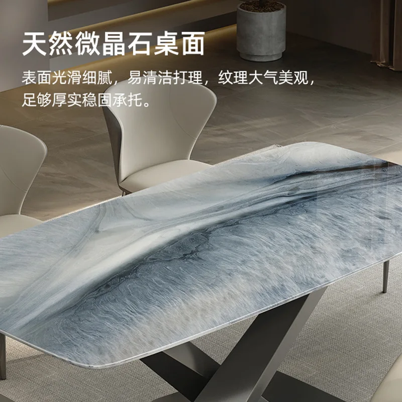 Blue Whale Sand Microcrystalline Stone Dining Table Italian Light Luxury High-end Modern Simple Luxury Stone Villa Natural Stone