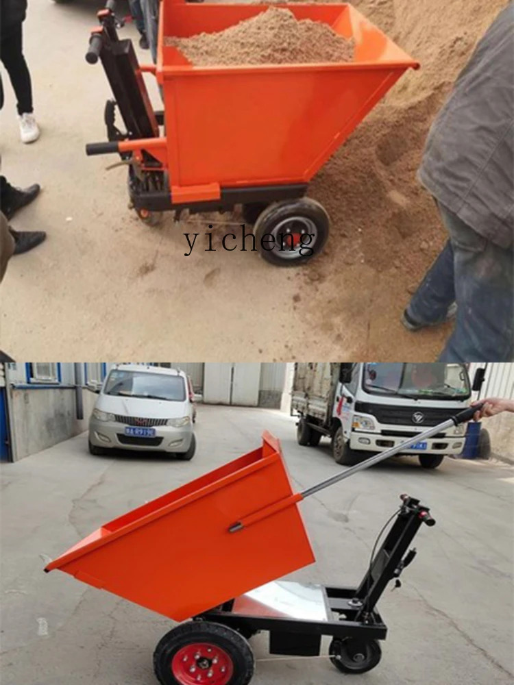 ZC Electric Gray Bucket Truck Platform Trolley Tilting Truck Breeding Tool Cart Trolley Dumptruck