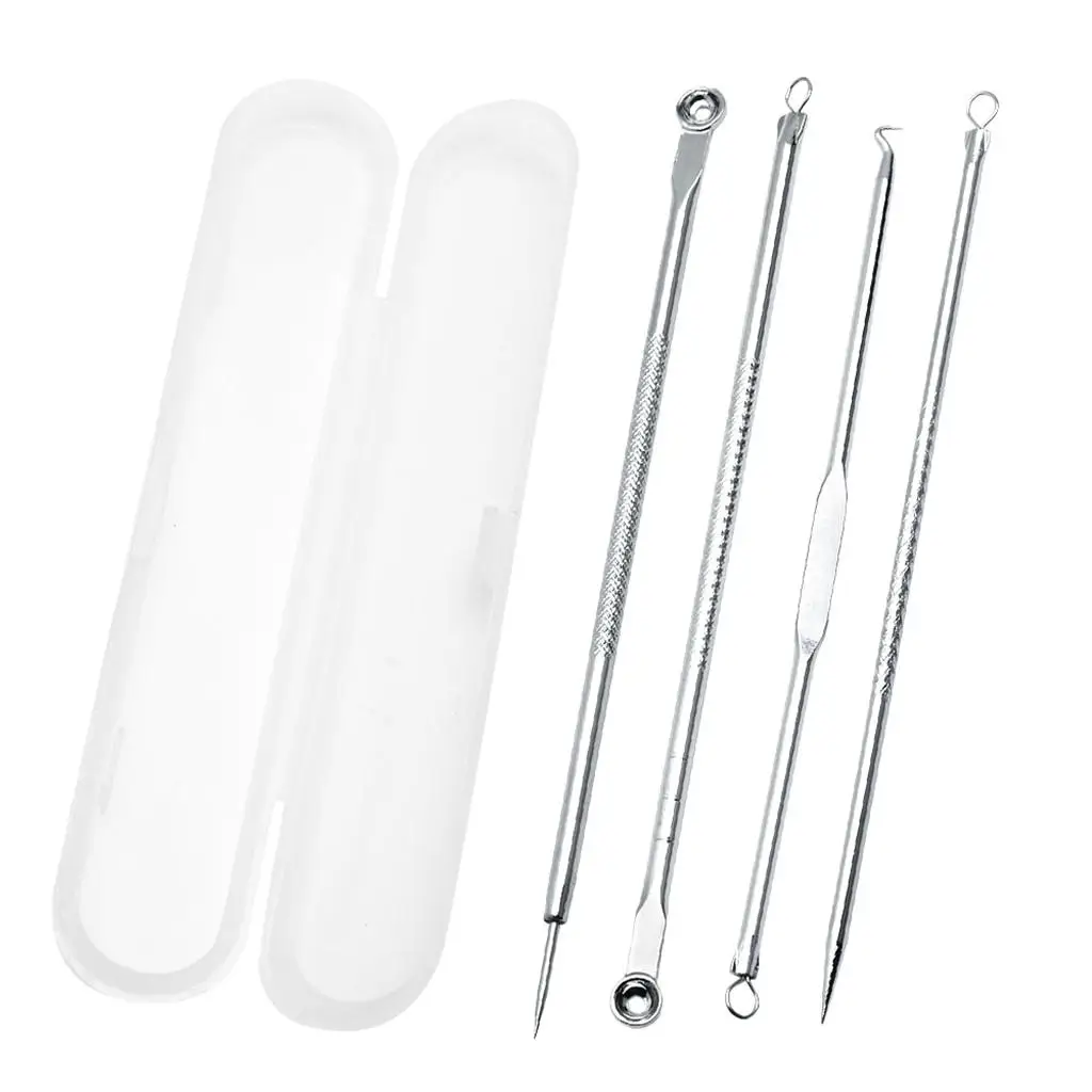 3-4Pack 4 Stuk Mee-Eter Acne Comedone Smet Extractor Remover Roestvrij Gereedschap