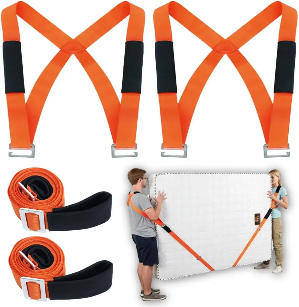 

2-Person Moving Straps for Furniture, Appliances & Mattress Lifting - Heavy Duty Standard Orange
