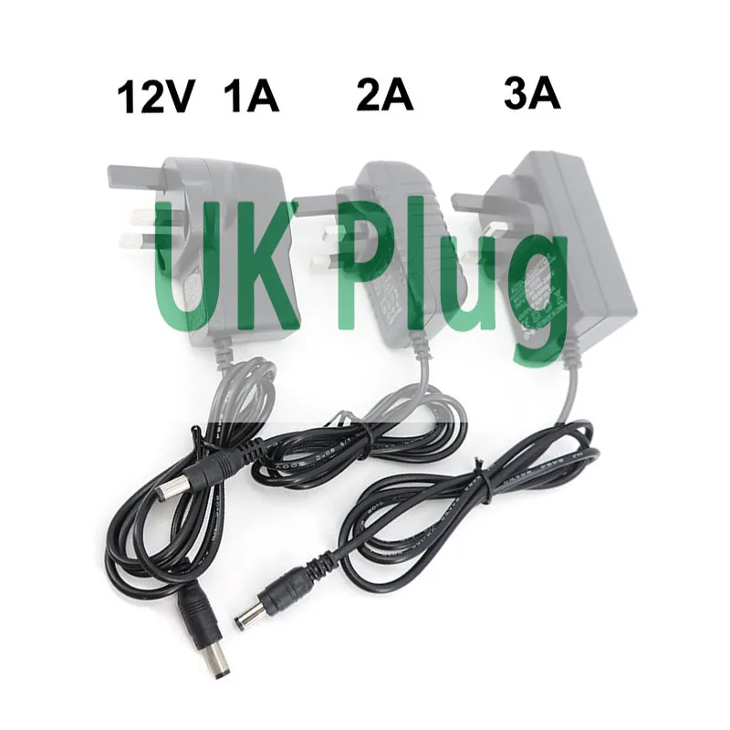 UK Plug AC 110v 220V to Transformer DC 12V 1A 2A 3A 2000ma 3000ma Power Supply Charger Adapter 5.5x2.5mm