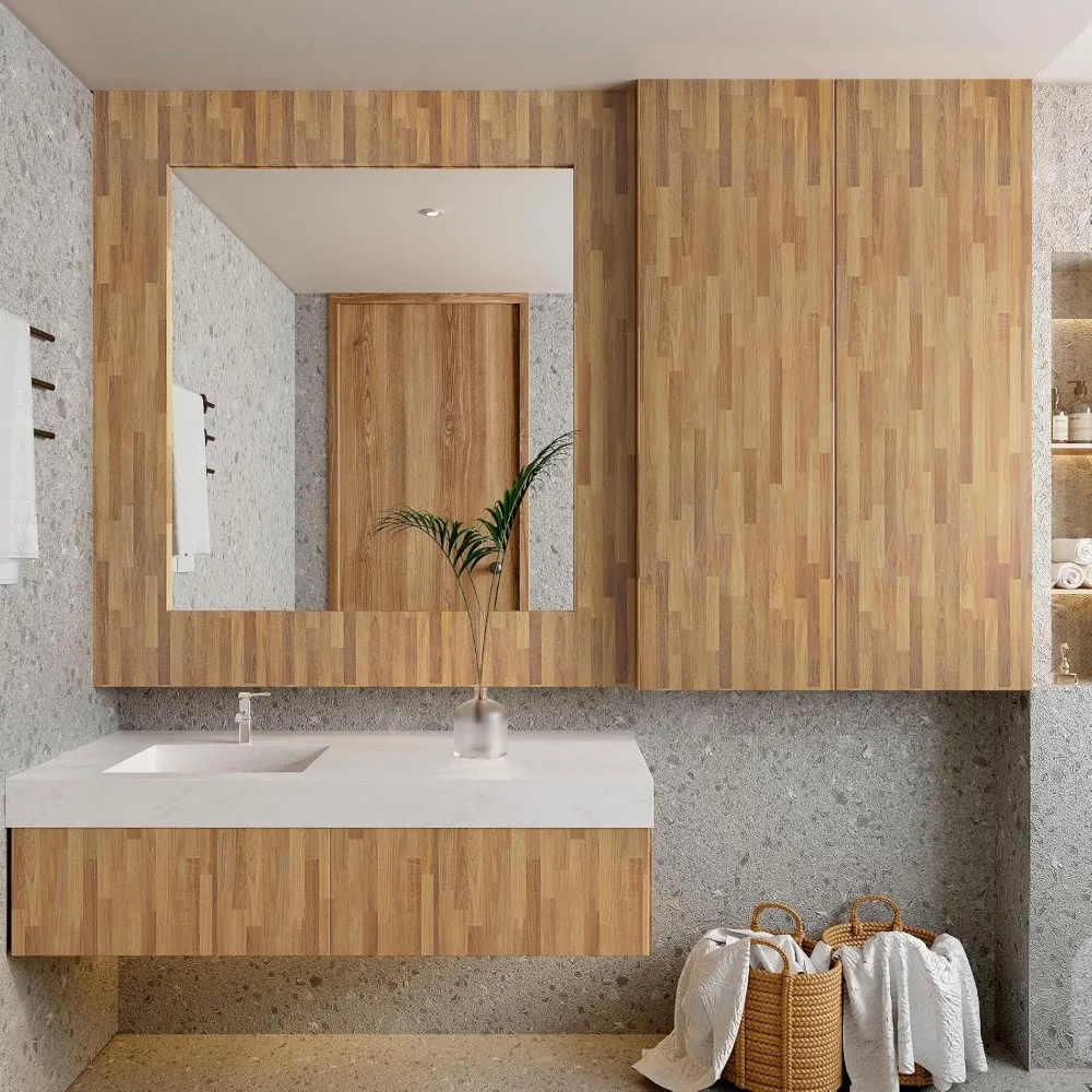 غطاء كونترتوب كبير من الفينيل والحبوب الخشبية المقاومة للماء، قابل للتقشير واللصق للخزائن، مقاس 32 × 354 بوصة، نمط كتلة الجزار