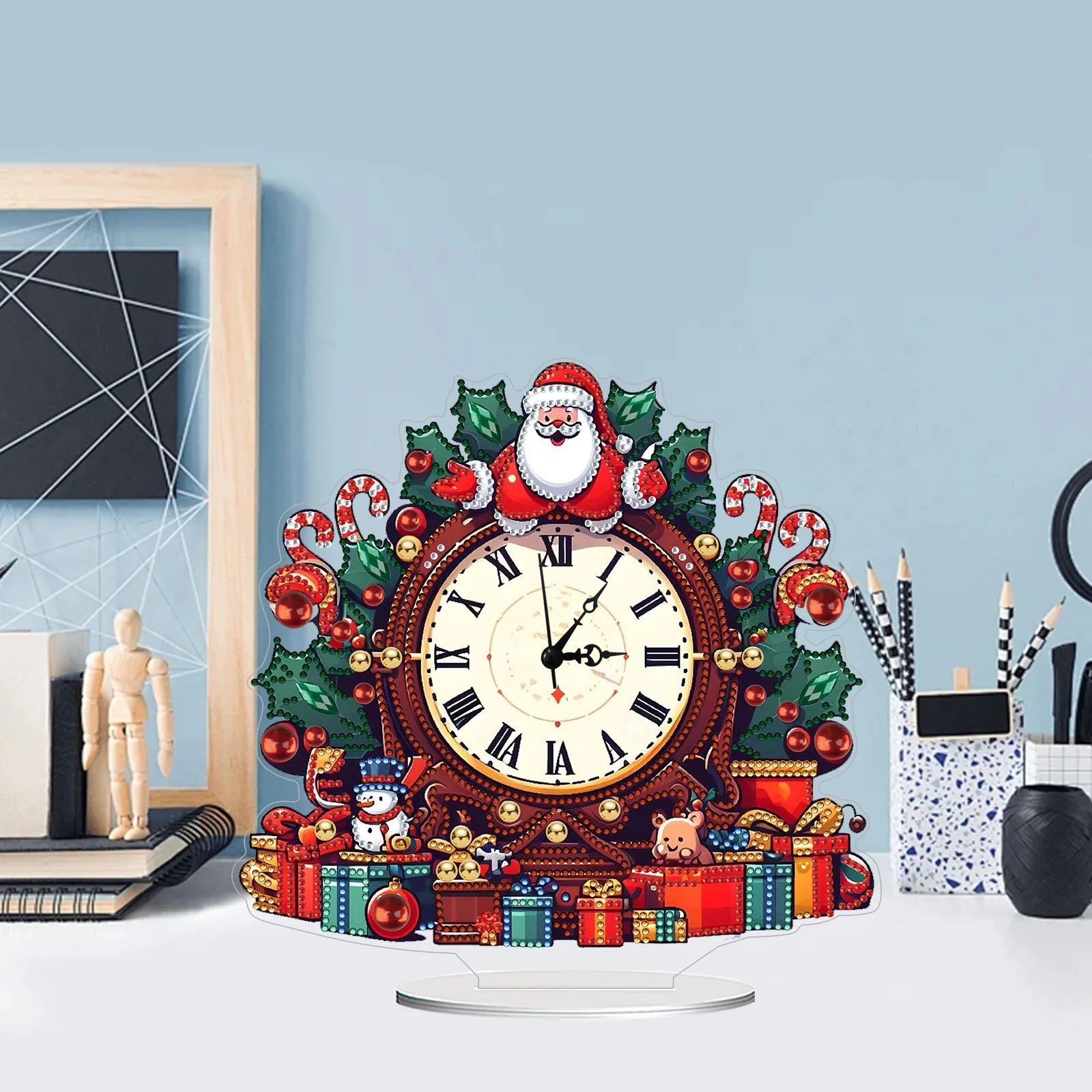 HOMFUN 5D DIY Special Shape Diamond Painting Desk Ornament Handmade Clock Kit Santa Claus Embroidery Home Decor Christmas Gift - view 3