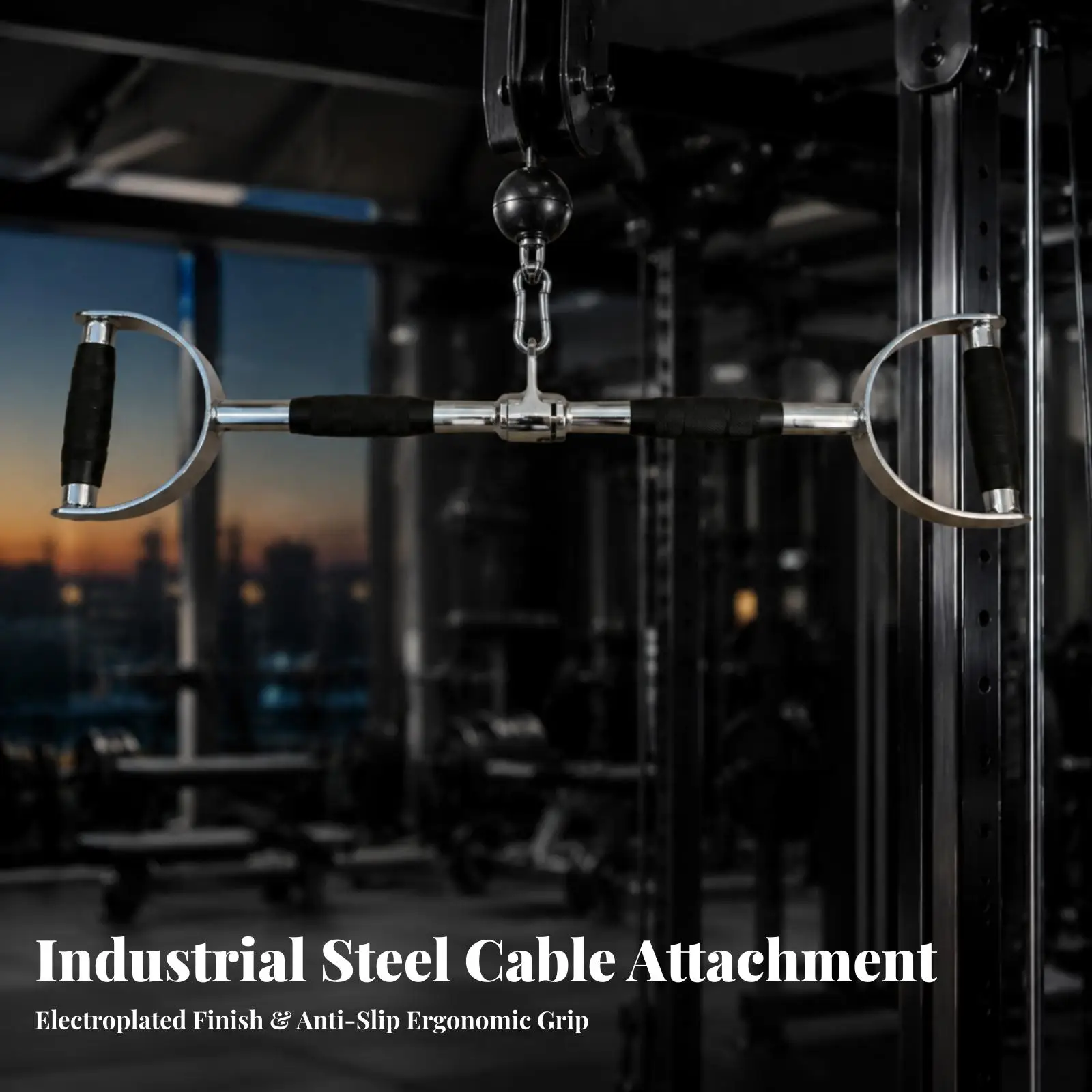 72CM Cable Machine Lat Bar with Dual D Handles Rubber Grip Gym Pulley Attachment for Power Rack Pull Down Workout