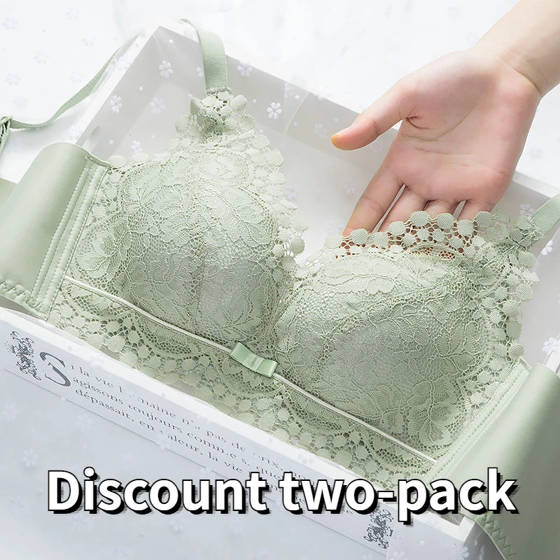 Lingerie for Womentwo-pack Ladies Push-up Anti-sagging Flat Bras Thickened No Steel Rings Lace