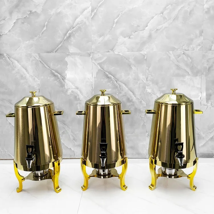 Buffet Commercial Retail 13L Hot Water Dispenser Tea Thermos Milk Water Dispenser Gold Copper Stainless Steel Coffee Pot