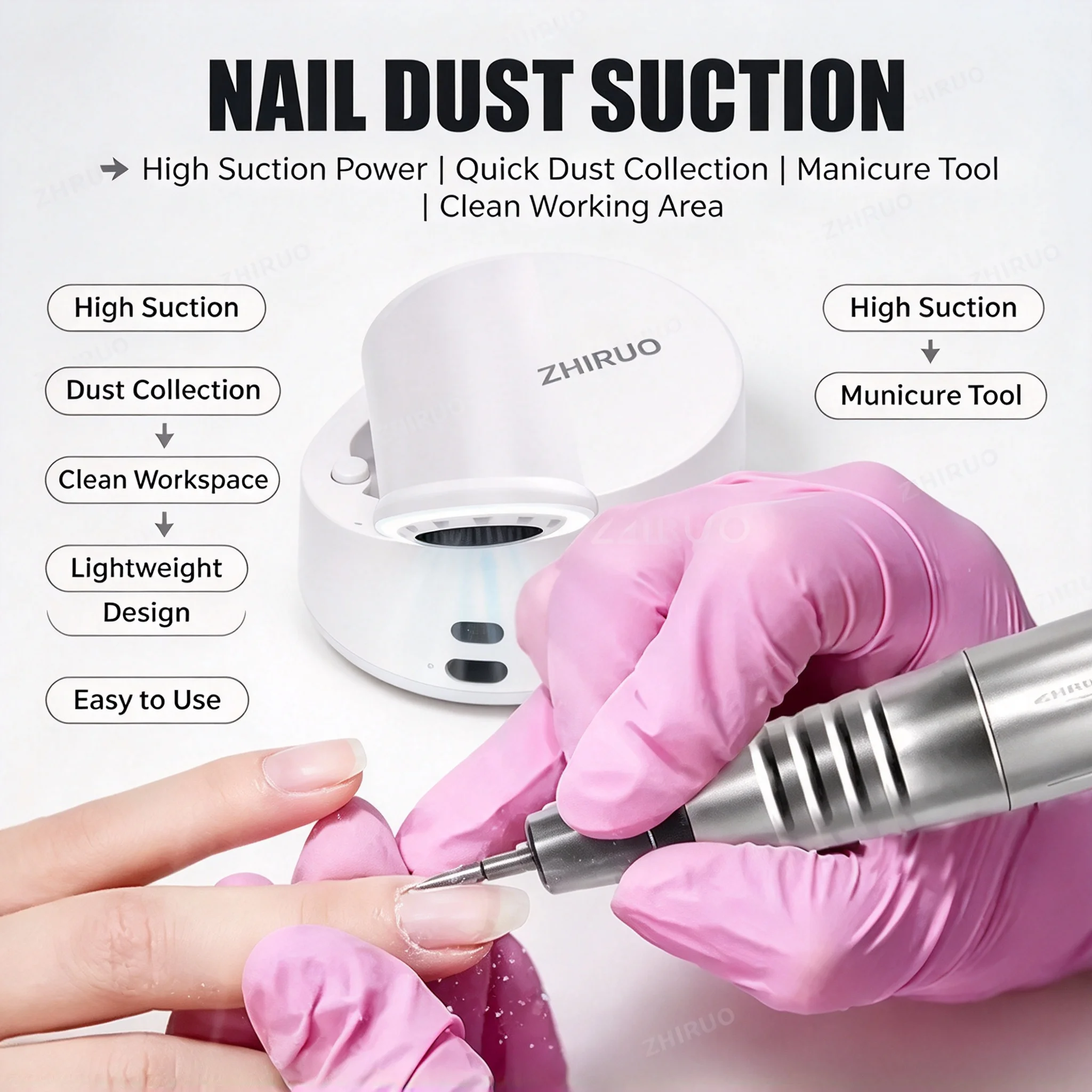 ShineNail High-End Silent Suction Nail Art Vacuum Cleaner 4BLANC German Fan Top Performance Nail Studio Lighting