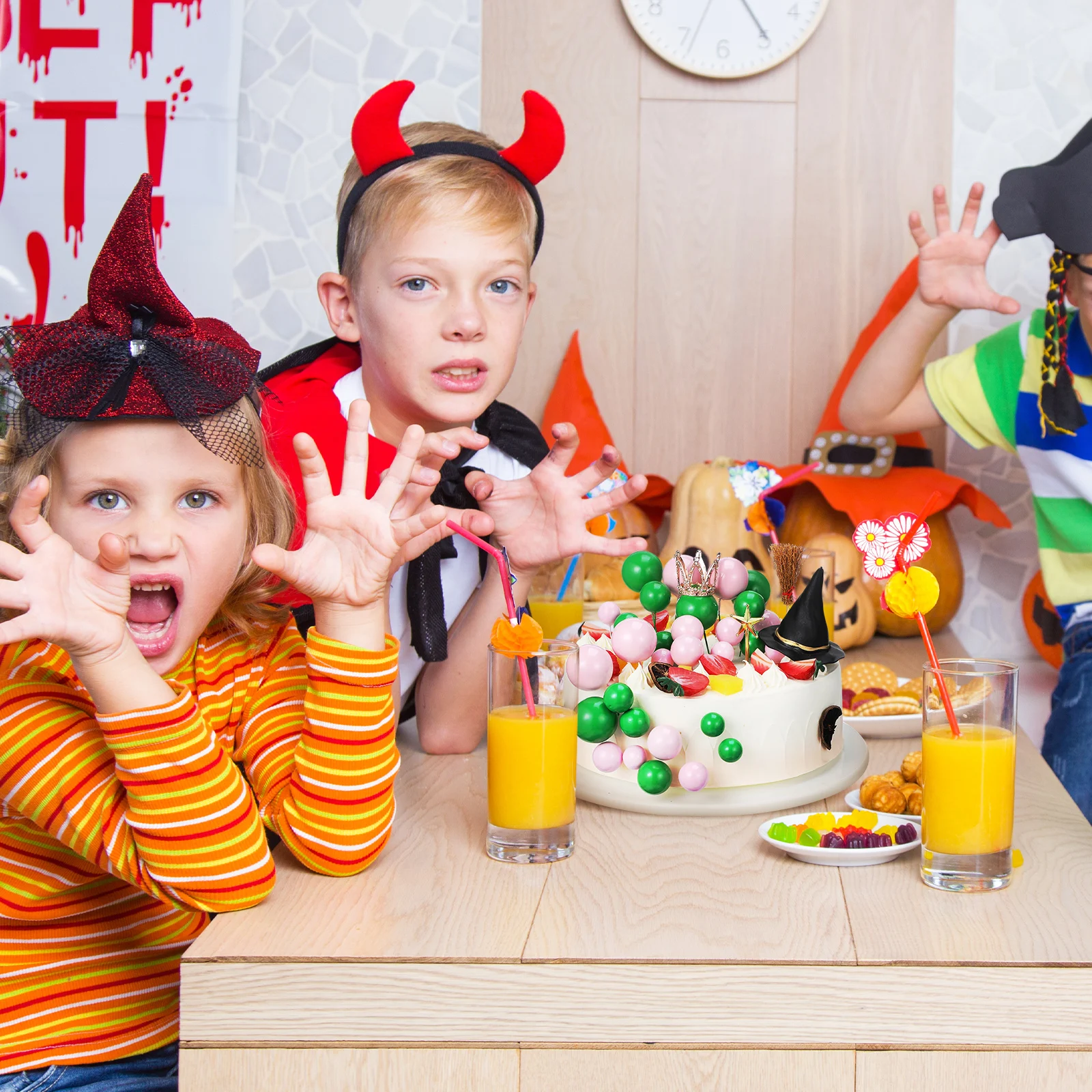 

44Pcs Witch Themed Wicked Cake Decorations Crown Hat Broom Star Wand Mini Balls Halloween Birthday Supplies Wizard Cake Topper