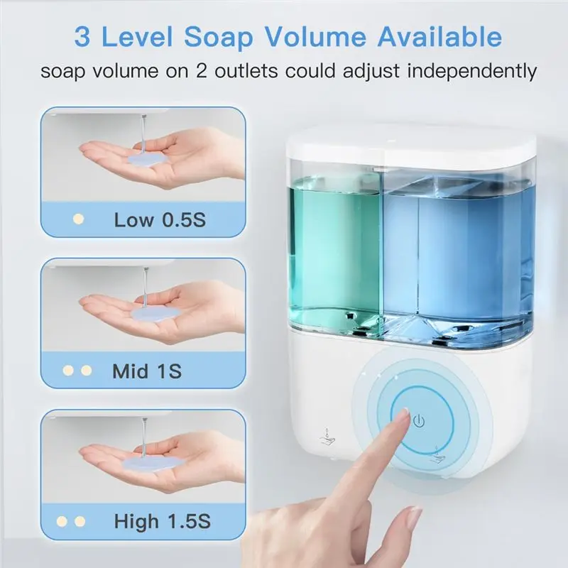 A006-Automatic Touchless Dish Soap Dispenser 2 X 500Ml Dual Sensor For Liquid Soap Pump For Home Hotel Commercial