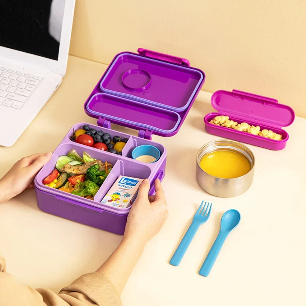 Bento Lunch Box for Kids Bento Boxes Toddler Bento Containers for Daycare or School Separable Baffle with Thermal Insulation Bag