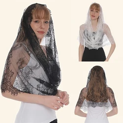 Thin Lace Embroidered Pullover Wedding Veil Scarf Infinity Shape Bridal Head Wrap Valentine Gifts For Her Hijab Turban