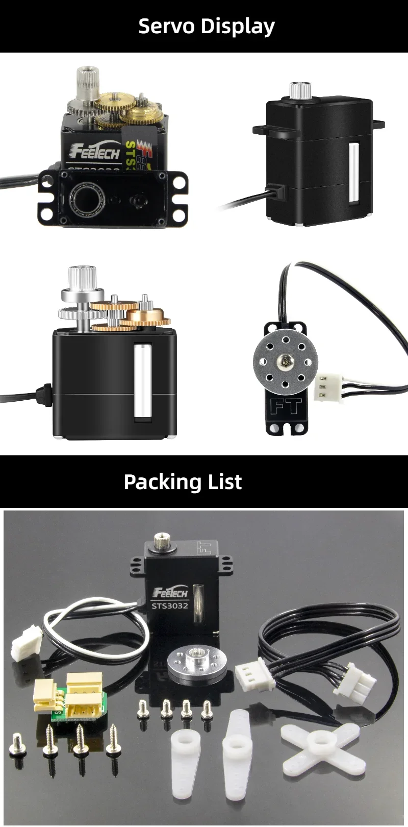 Feetech ST-3032 6V 4.5KG Moteur sans noyau à engrenages métalliques Servo 360 °   Encodeur magnétique TTL Bus série pour modèle de Robot RC servos numériques