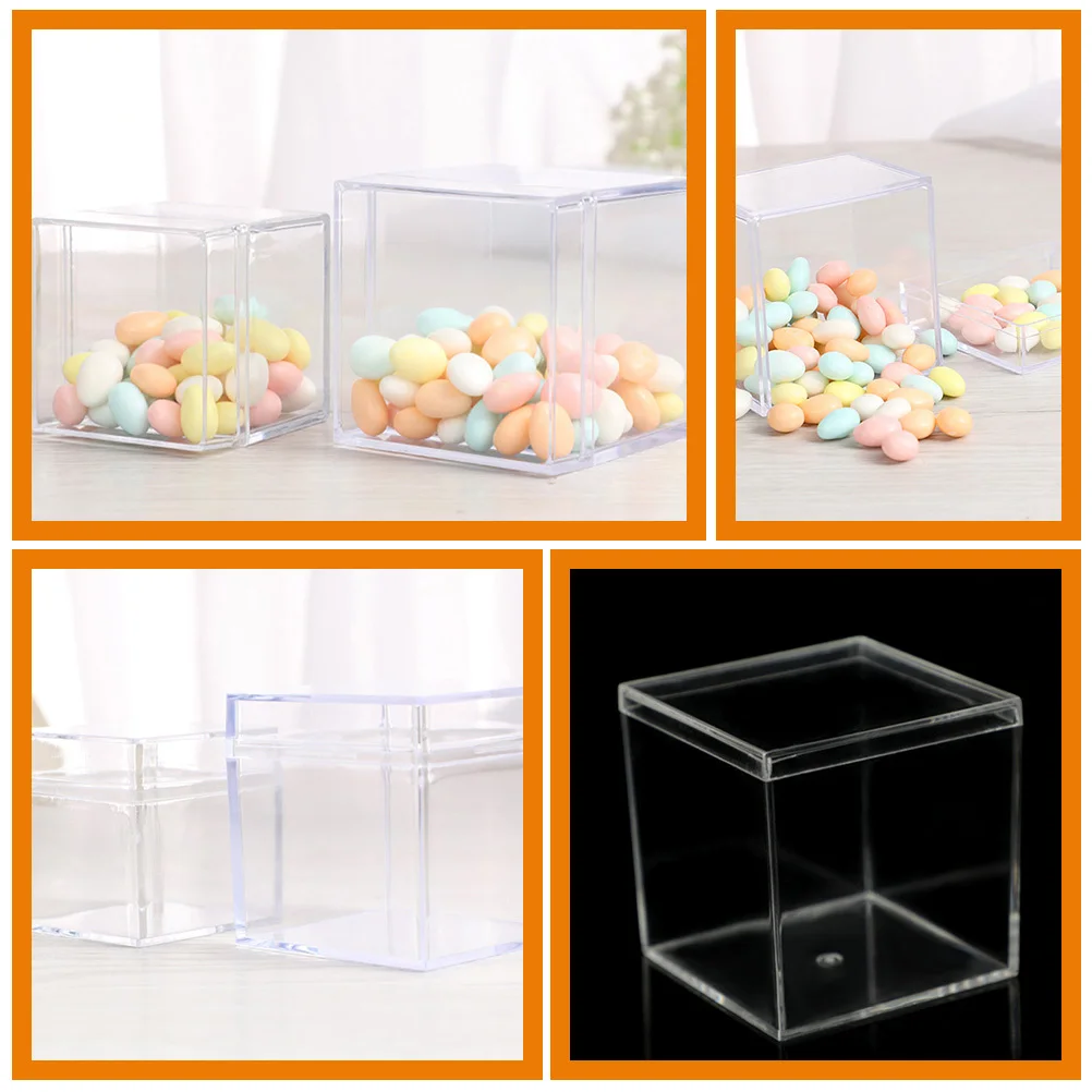 

8Pcs Storage Boxes Clear Small Square Transparent Mini Candy Cases Acrylic Jewelry Organizer Multi-Functional Portable Storage