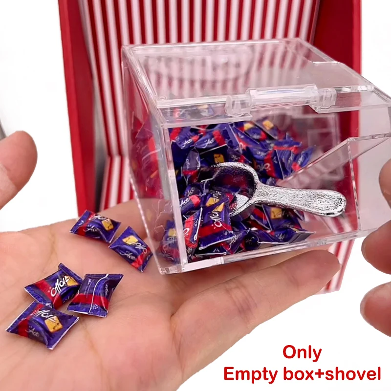 1Set Dollhouse Miniature Transparent Snack Storage Box W/Shovel Dustproof Box Waterproof Display Box Furniture Model Decor Toy