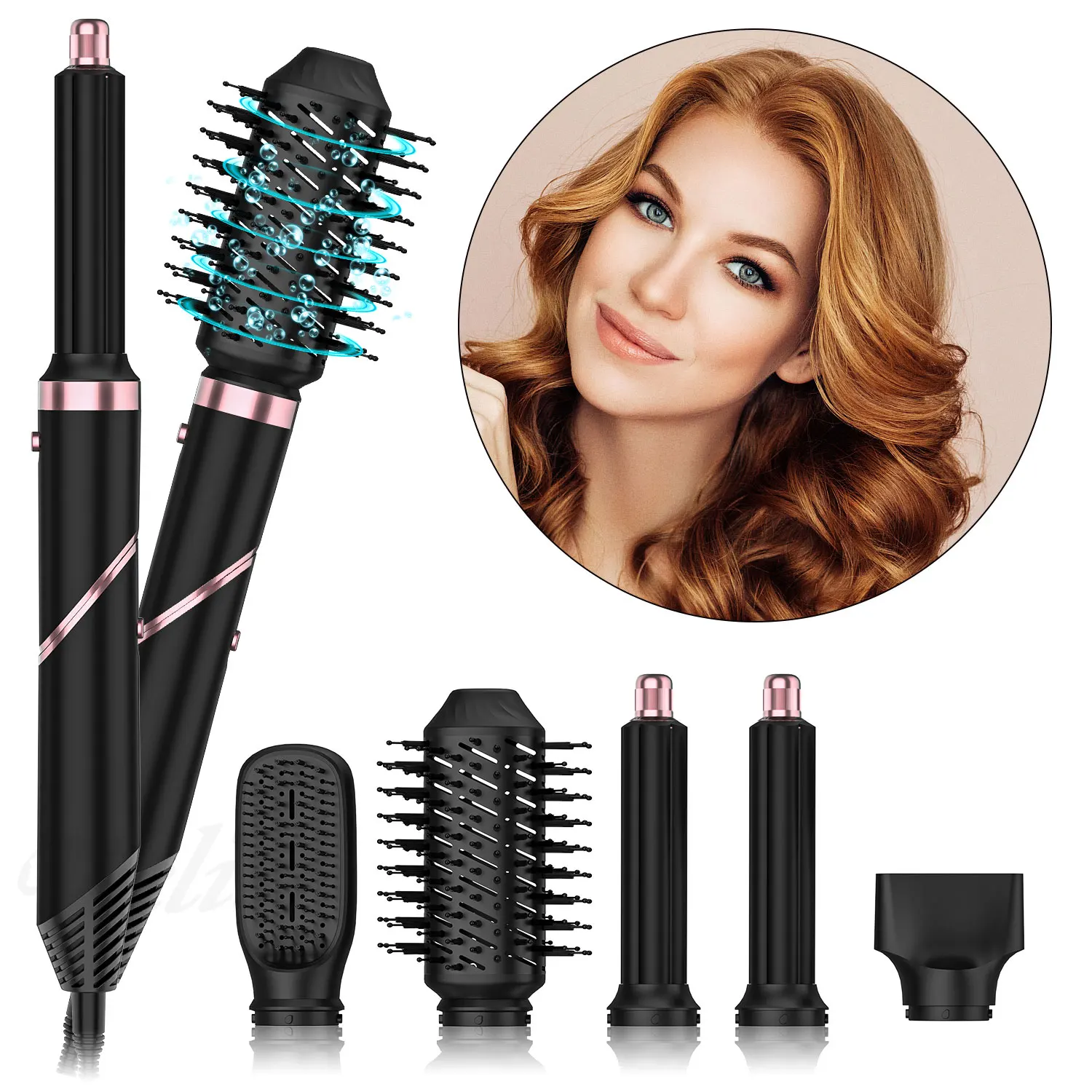 

5 In 1 Hair Dryer Hot Air Brush Professional Curling Iron Hair Straightener Styling Tool Wrap for Styler Air Culer Brush Blow