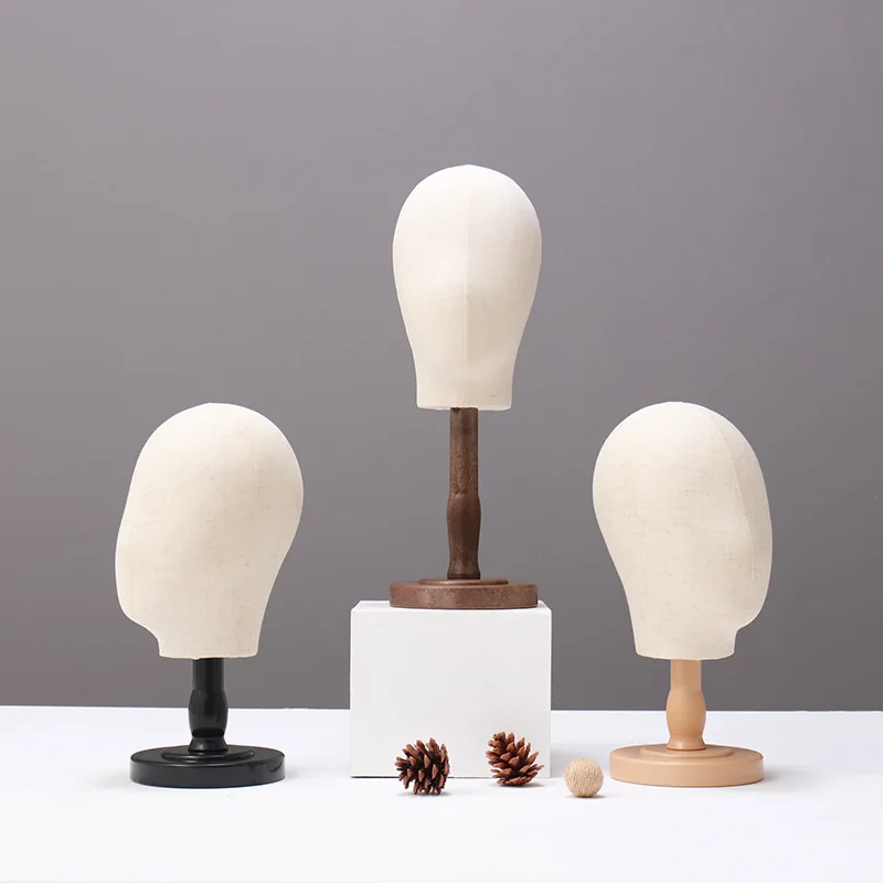 

Cloth Covered Mannequin Head for Wig Hat Display Fashion Store Accessories Storage Stand