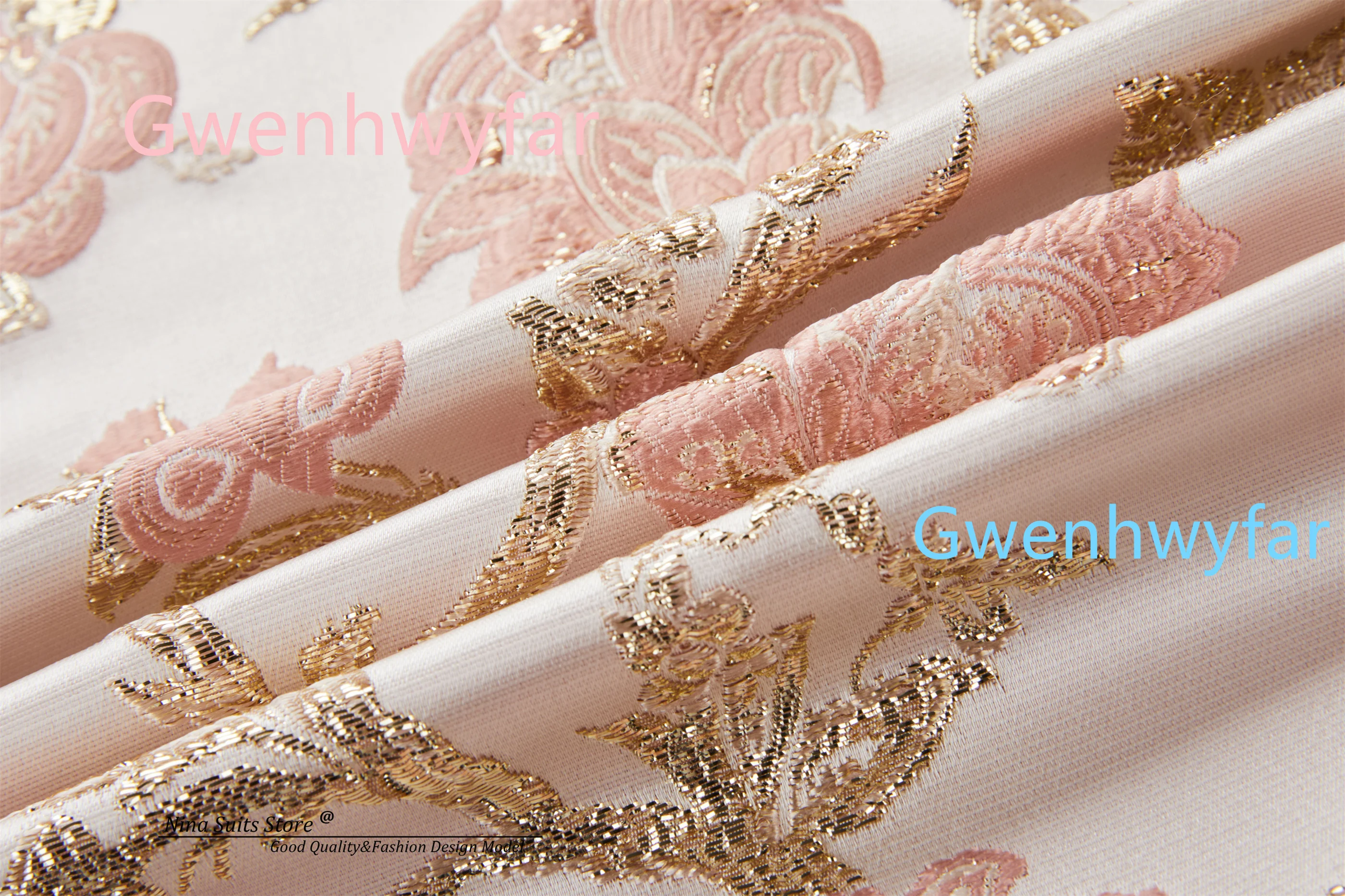 Picture 6: G&N Luxury Gold and Pink Floral Jacquard Suits for Men 2026 Fashion Wedding Suits Groomsman Tuxedo Include Blazer Vest Pants