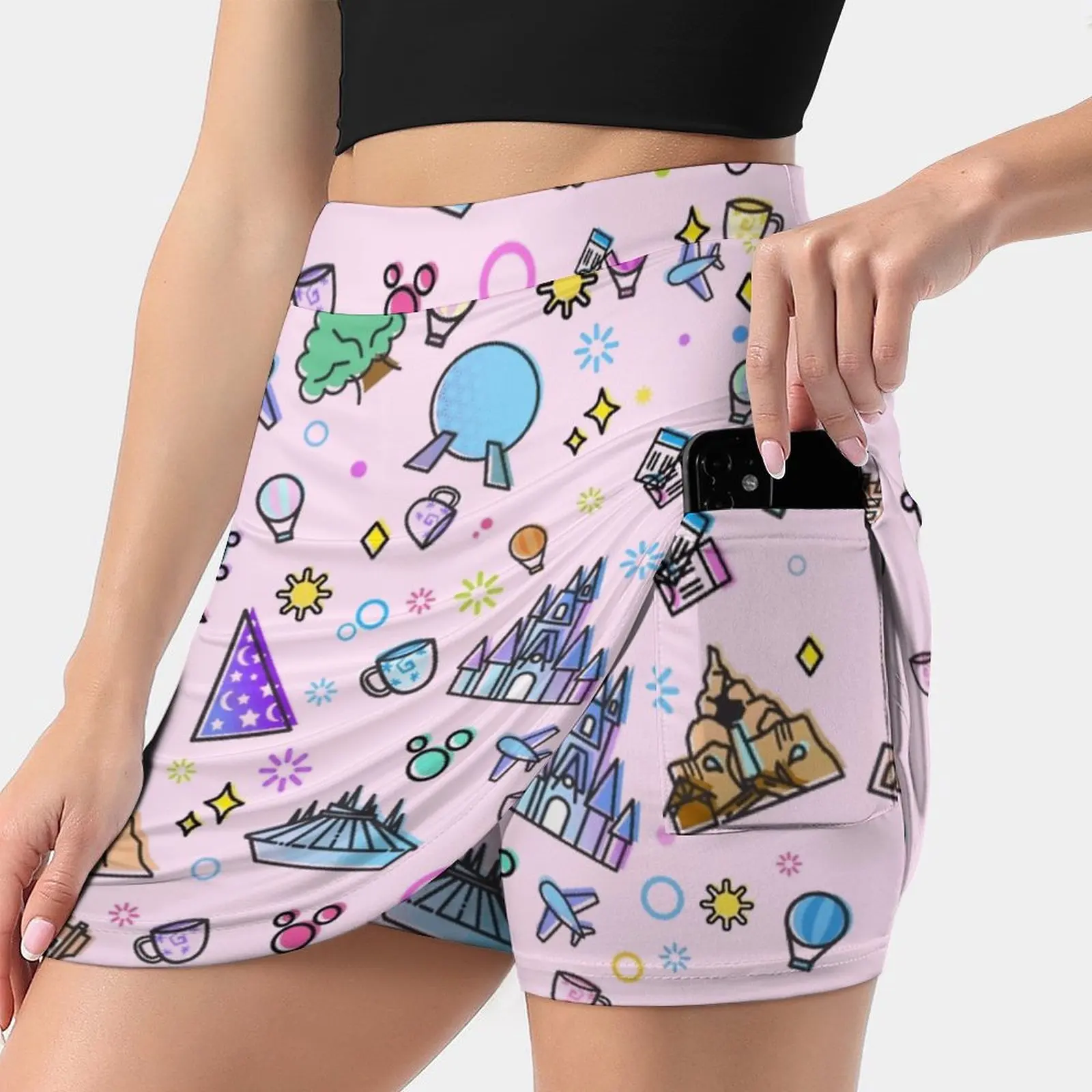 Meet Me At My Happy Place Pink Pattern. Happiest Place On Skirts Woman Fashion 2022 Pant Skirt Mini Skirts Office Short Skirt