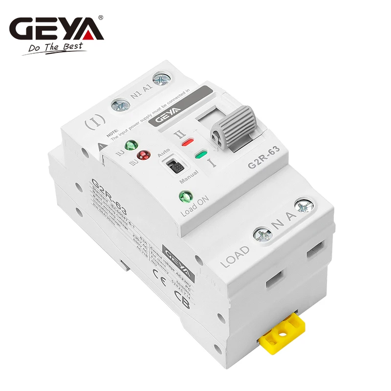 GEYA  G2R ATS Automatic Transfer Switch 220V 230V Din Rail Dual Power Electrical Selector Switches Uninterrupted Power 63A 110V