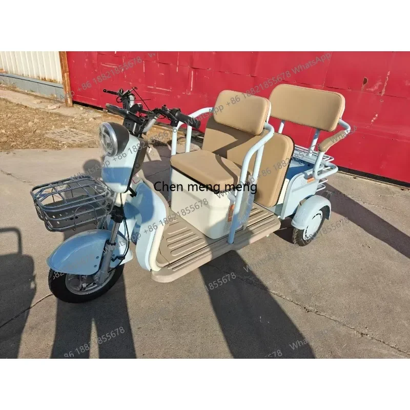 DD  Cheap Two Seats Adult Three Wheel Electric Tricycle Bike With Motor for Passenger
