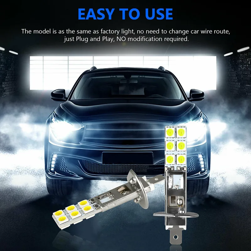 New Upgrade 2PC NEW H1 6000K Super White 55W LED Headlight Bulbs Kit Fog Driving Light voiture Wholesale Quick delivery CSV