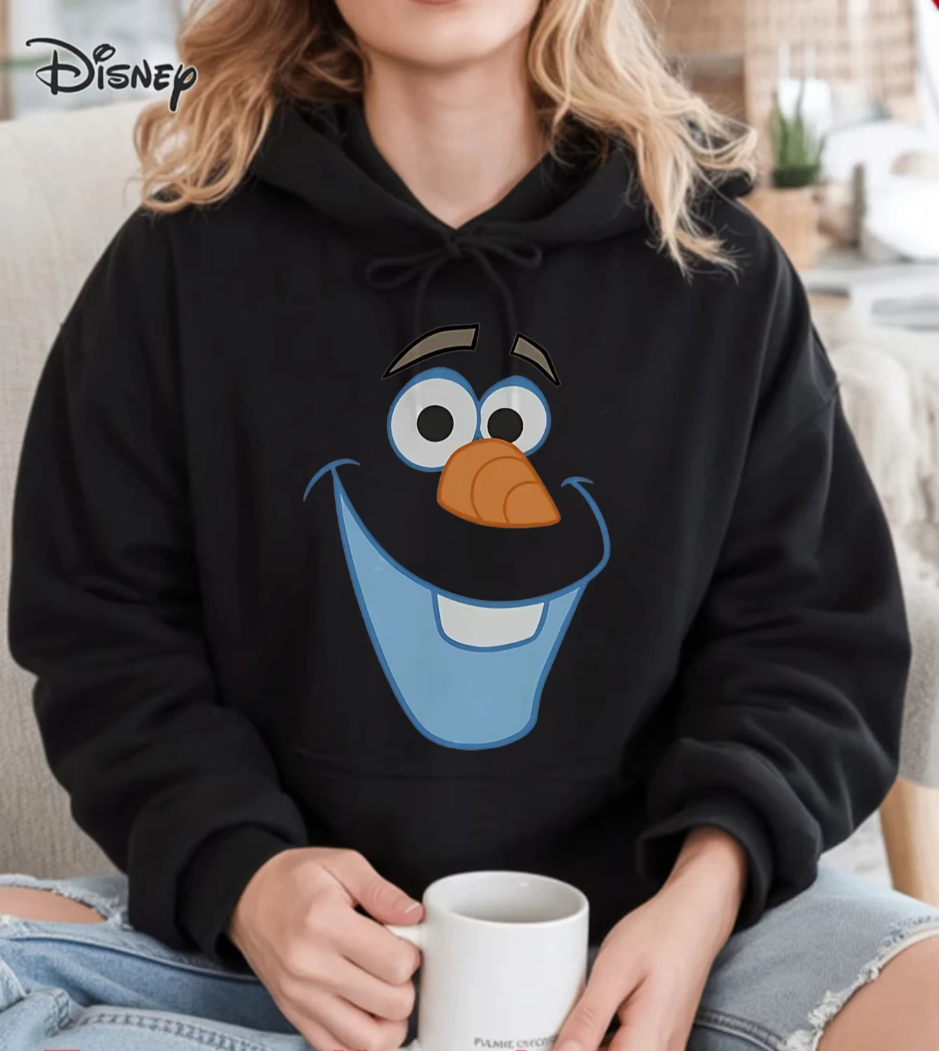 ディズニー冷凍オラフパターン女性パーカー秋冬カジュアルユニセックスプルオーバースウェットシャツ服パーカーストリートウェアオーバーサイズ