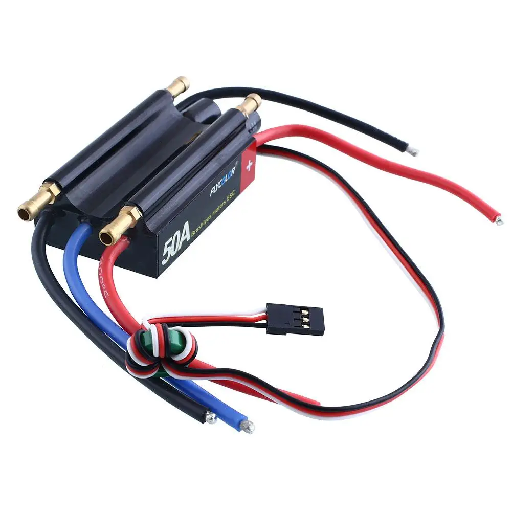 FlyColor 50A 2-6S Lipo Water cooling ESC with 5.5V 3ABEC Boat ESC Programmable Brushless Speed Controller ESC